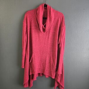 Livi Active Vibrant Pink Cowl Neck High Low Shark Bite Sweater Size 18/20